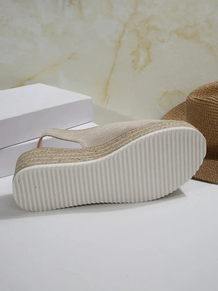Women's Platform Sandals Summer New Large Size Fish Mouth Slope Heel Stones Pattern Shoes Thick Bottom Clog Casual Slip-On