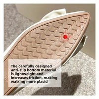 Soft Bottom Flat Casual Women's Shoes Butterfly Knot Slip-On Simple Design Shoes  Synthetic Leather