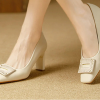 Square Toe Comfort Soft Office Shoes Daily Outdoors Women Shoes 7CM Thick High Heels Shallow Mouth Fashion Party Shoes