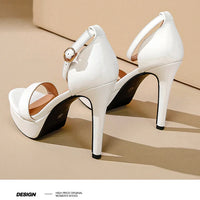 Women's Sexy Open-Toe Sandals High Heels 12.5cm Platform Party Shoes White Wedding Club plus Size Supper Flash