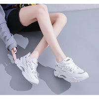 Women's Casual Breathable Leather Sneakers Versatile Flat Heel Shock Absorption Comfortable and Fashionable Shoes