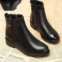 Ankle Boots Women Black Warm Plush Side Zipper Cotton Boots Female Flat  Chelsea Boots Short Shoes Natalia Home Fashion    Natalia Home Fashion