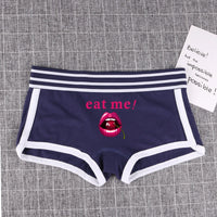 Fashion Girls Boxer EAT ME Cherry In The Mouth Cotton Underwear Sexy Boys shorts for Women Ladies Shorts Comfortable Home Panties