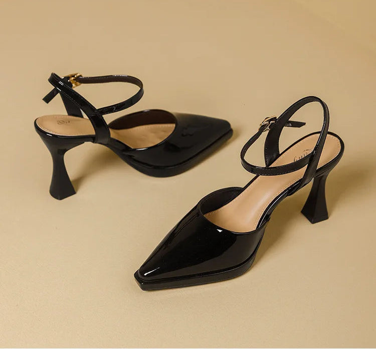 High Heels Sandals Women Fashion Solid Color Heels Sandals Pointed Toe Stiletto Ladies Commuting Single Shoes