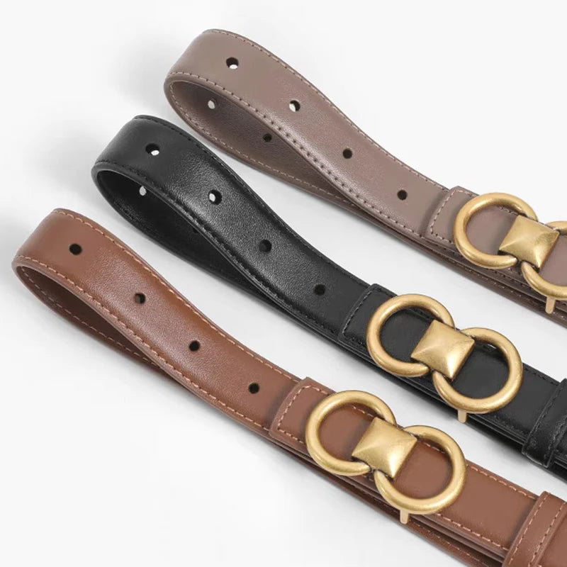 BEAUTODAY Belt Women Cow Leather Solid Color Symmetrical Buckle Waistband Jeans Dress 2024 Ladies Accessories Handmade 91102 Natalia Home Fashion    Natalia Home Fashion