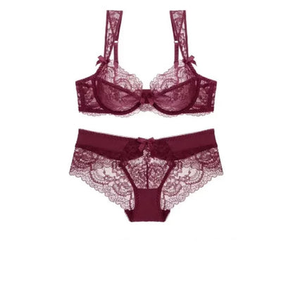Comfortable Thin Brassiere Embroidery Bras Underwear Set Sexy C D Cup Plus Size Bra Set Women Lingerie Lace Black
