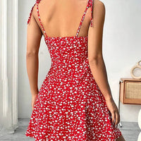 Women's Summer Floral Spaghetti Strap Beach Short Dress, Sweet Waist Floral A-line Mini Dress Loose Fit Casual Dress Natalia Home Fashion    Natalia Home Fashion