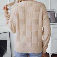 Women Casual Elegant Loose Sweater Round Neck Knit Tops Loose Knit Jumper Pullover High Collar Sweater Outfits