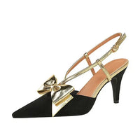 French Style Velvet Pointed Toe High Heels Hollow out Embroidery Butterfly Knot Party Shoes Women's Low Heel Single Shoes