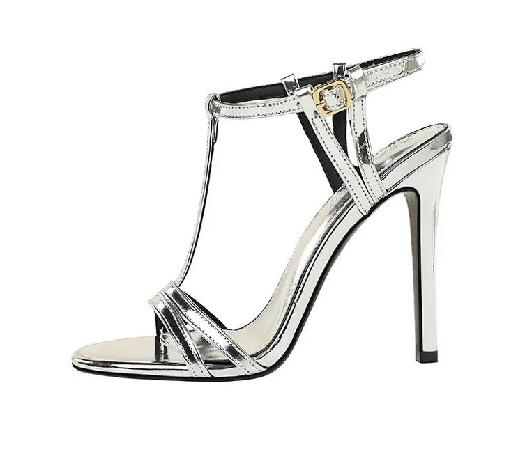 Sandals Women's T-strap Super High-heeled Open-toed Shoes, Sexy Thin-heeled Banquet Fashion Women's Shoes