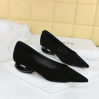 Retro Pointed Toe Suede Low Heel Shoes Shallow Mouth Hollow Heel Pedicure Shoe Daily Versatile Temperament Women's Shoes