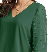 Nice Women Spring Summer Style Blouses Shirts Lady Casual V-Neck Long Lantern Sleeve Solid Color Blouse Tops Natalia Home Fashion    Natalia Home Fashion
