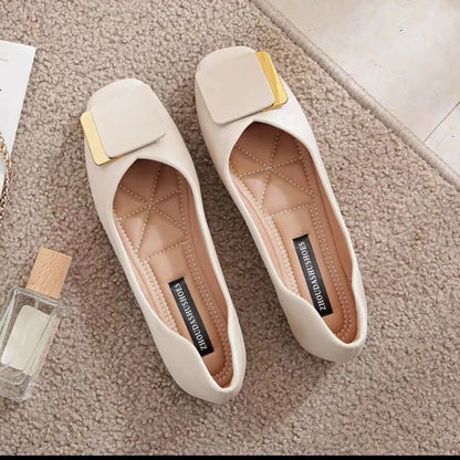 Flat Shoes Women New Fashion Square Breathable Casual Black Comfortable Work Shoes Soft Women's Loafers Shoes