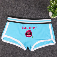 Fashion Girls Boxer EAT ME Cherry In The Mouth Cotton Underwear Sexy Boys shorts for Women Ladies Shorts Comfortable Home Panties