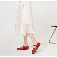 French-style rhinestone mesh Mary Jane shoes, breathable shallow single shoes, fairy-style soft-soled flat shoes