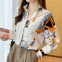 Spring Chiffon Shirt Women's Long-sleeved Printed Color Niche Chiffon