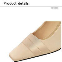 Elegant Satin High Heels Square Toe Slip-On Chunky Heel Comfortable Women's Shoes for Party Fashion Footwear Summer Autumn