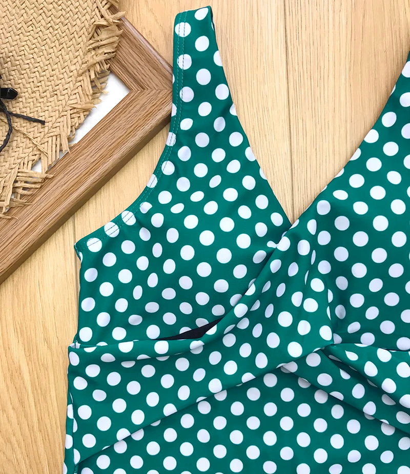 Women Dots Tankini Plus Size Swimwear Push Up Two Piece Swimsuit with Shorts High Waist Bathing Suit 2XL Polka Print Beachwear