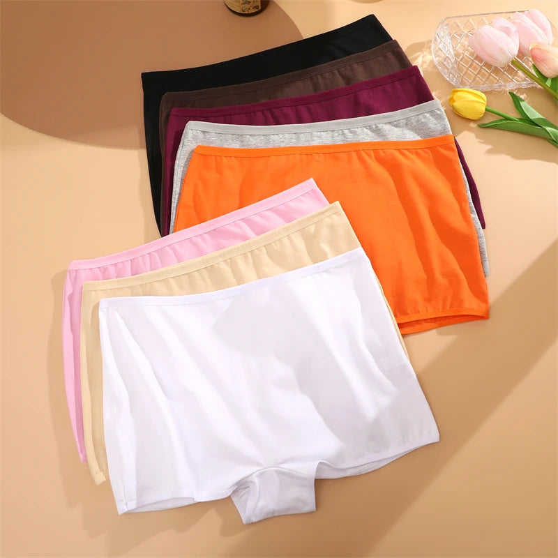3PCS Women's Panties Cotton Seamless Sports Boxers Underwear Female Solid Color Briefs Cozy Lingerie Intimate Underpants