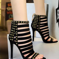 Rivet Roman Shoes, Retro Super High Heel Women's Shoes