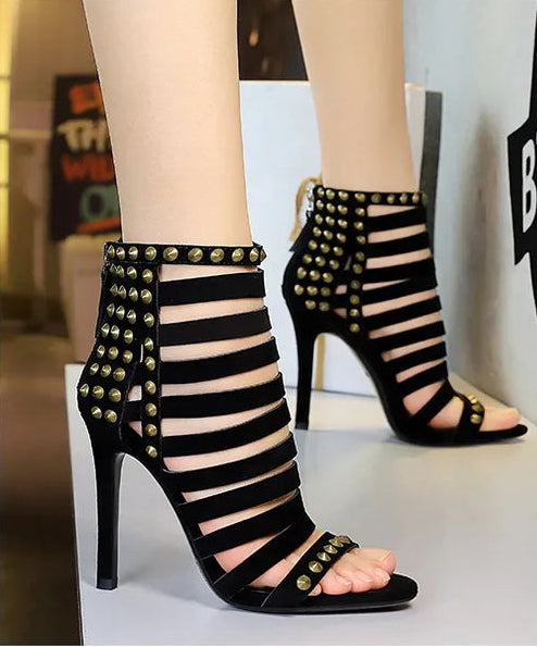 Rivet Roman Shoes, Retro Super High Heel Women's Shoes