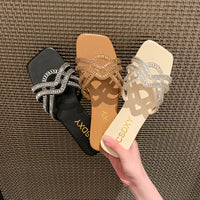 Slipper Women's Luxury Design Women Rhinestone Summer Flat Outdoor Fashion Ladies Slippers Casual Party