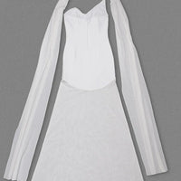 Elegant High Elasticity Mesh Long Skirt Evening Dress Women's Gown Fashionable Wrap Style Bodycon Design Knitted Fabric