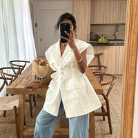 Fashion Loose Cotton Women's Shirt Elegant Lapel Sleeveless Shirts Casual Classic Solid Clothing Shirts for Women Tops