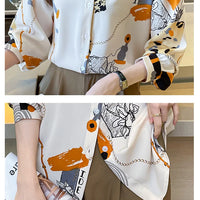 Spring Chiffon Shirt Women's Long-sleeved Printed Color Niche Chiffon