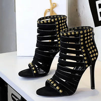 Rivet Roman Shoes, Retro Super High Heel Women's Shoes