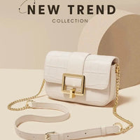 Luxury Two-Layer Cow Leather Handbag Women's Trendy Chain Crossbody Phone Bag Single Shoulder Bag Neutral Minimalist Style