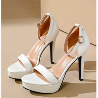 Women's Sexy Open-Toe Sandals High Heels 12.5cm Platform Party Shoes White Wedding Club plus Size Supper Flash