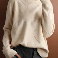 Turtleneck Sweater Diamond Solid Color Warm Pullover Loose Lazy Wind Knitted Bottoming Shirt Pullovers Tops Jumper