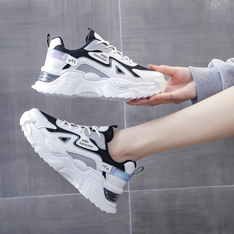 Style Women's Sports Shoes Platform Flat Shoes Women's Shoes Green casual sneakers Women's Thick Sole Sports Shoes