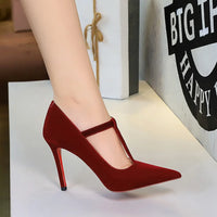 Red Bottoms Buckle Strap Shoes Fashion Pointed Toe Pumps Women Wedding Shoes