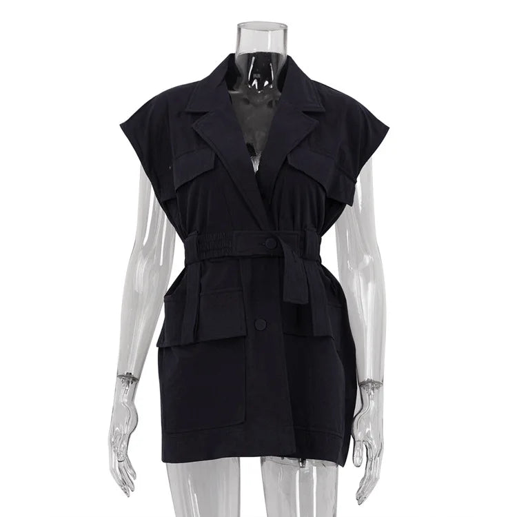 Fashion Loose Cotton Women's Shirt Elegant Lapel Sleeveless Shirts Casual Classic Solid Clothing Shirts for Women Tops