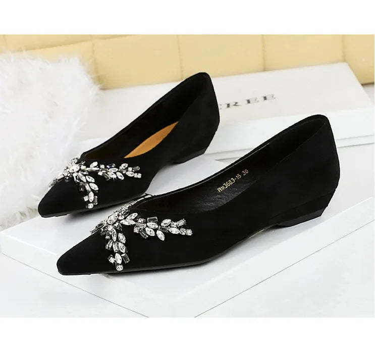 New Spring Crystal Women Mary Jane Shoes Fashion Shallow Slip on Elegant Party Dress Low Heel Shoes