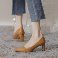 Fashion Patent Leather Women's Pumps Square Toe Stripper Elegant Party Vintage Spring Ladies Shoes