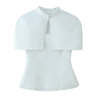 Fashionable French Style Two-Piece Set with off shoulder Top And Elegant Cape Lady Top Summer Casual Outfit for Young Women