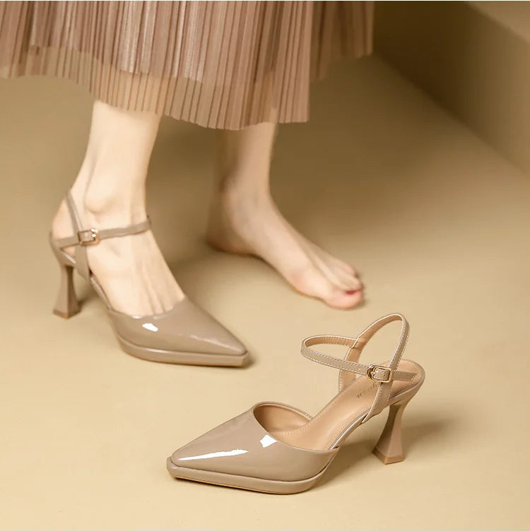 High Heels Sandals Women Fashion Solid Color Heels Sandals Pointed Toe Stiletto Ladies Commuting Single Shoes