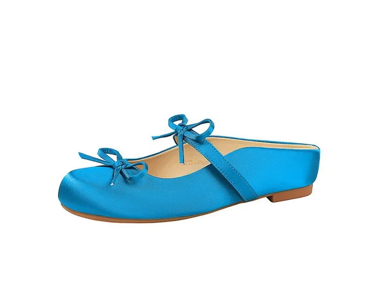 Ladies Slippers Bowknot Silks Satins Women Shoes Round Head Women Sandals Summer Shoes Women Slippers