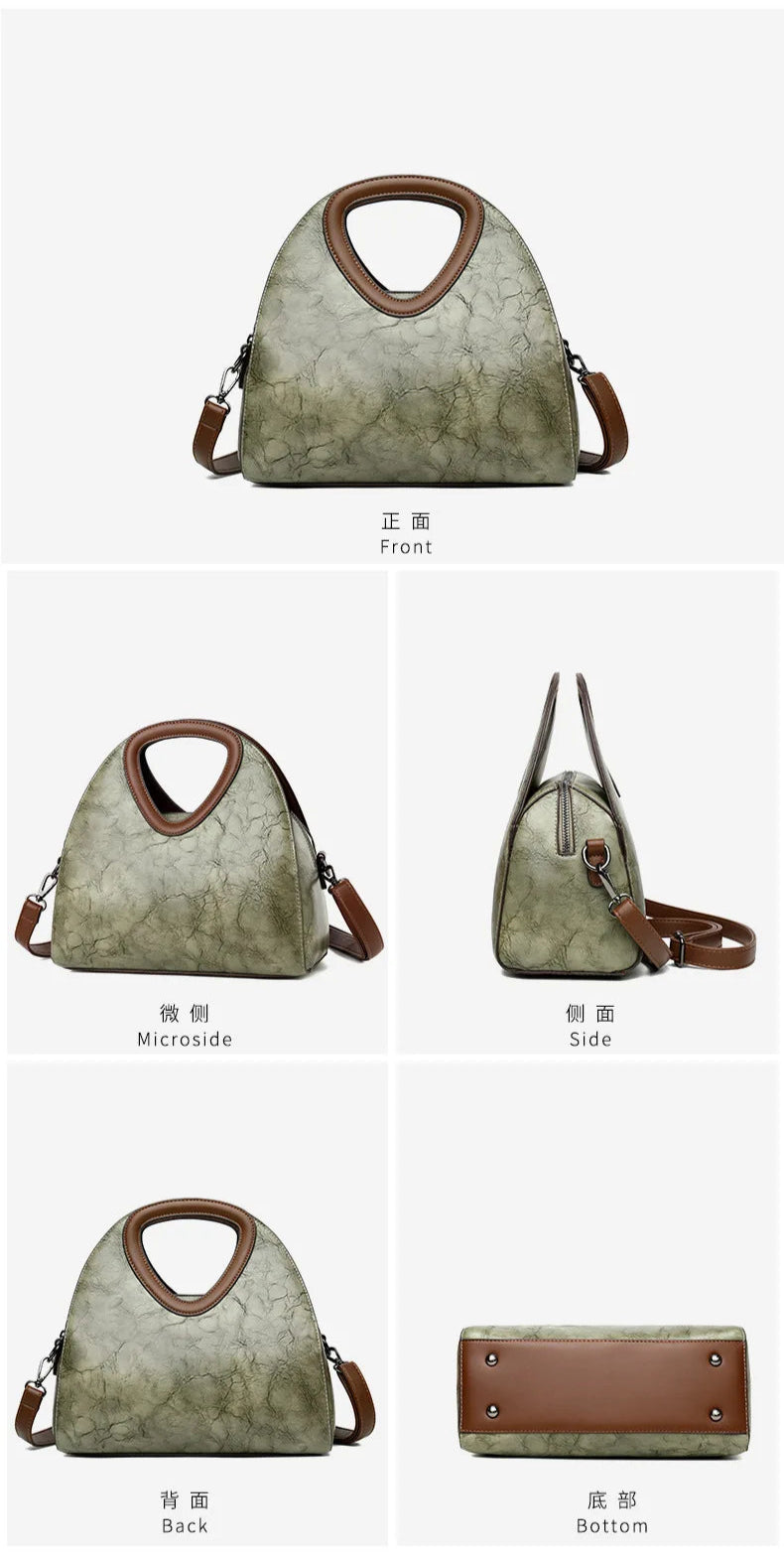 Vintage Genuine Leather Women's Bag Crossbody Shoulder Bag Fashion Large Capacity Handbag Tote Bag
