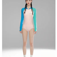 Women Long Sleeve Water Sports Outdoor Bathing Push Up Swim Wear Hooded Female Front Zipper Beach Athletic Surfing Swim Suit