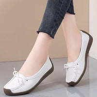 Luxury Shoes Cow tendon sole Women's Flats Anti slip shallow mouth soft soled shoes Solid color lace up