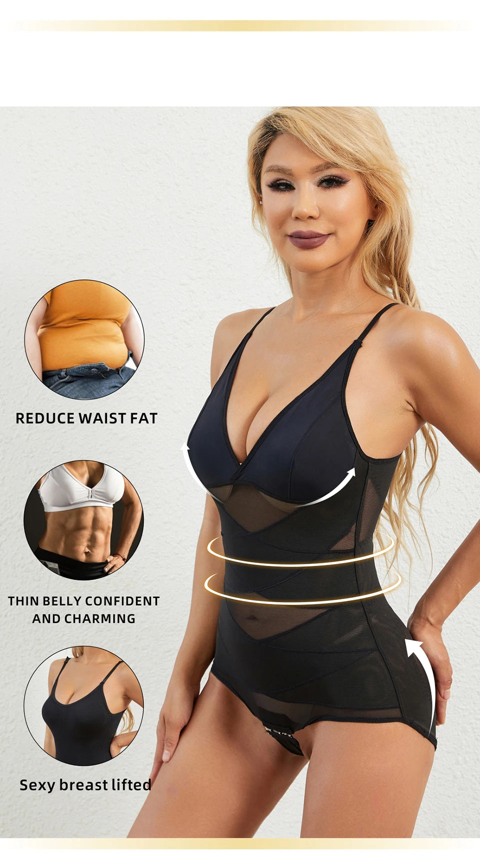 Women Sculpting Bodysuit Cross Compression abs Shaping Briefs Slimming Shapewear Over Bust Deep V Full Body Shaper Tummy Control