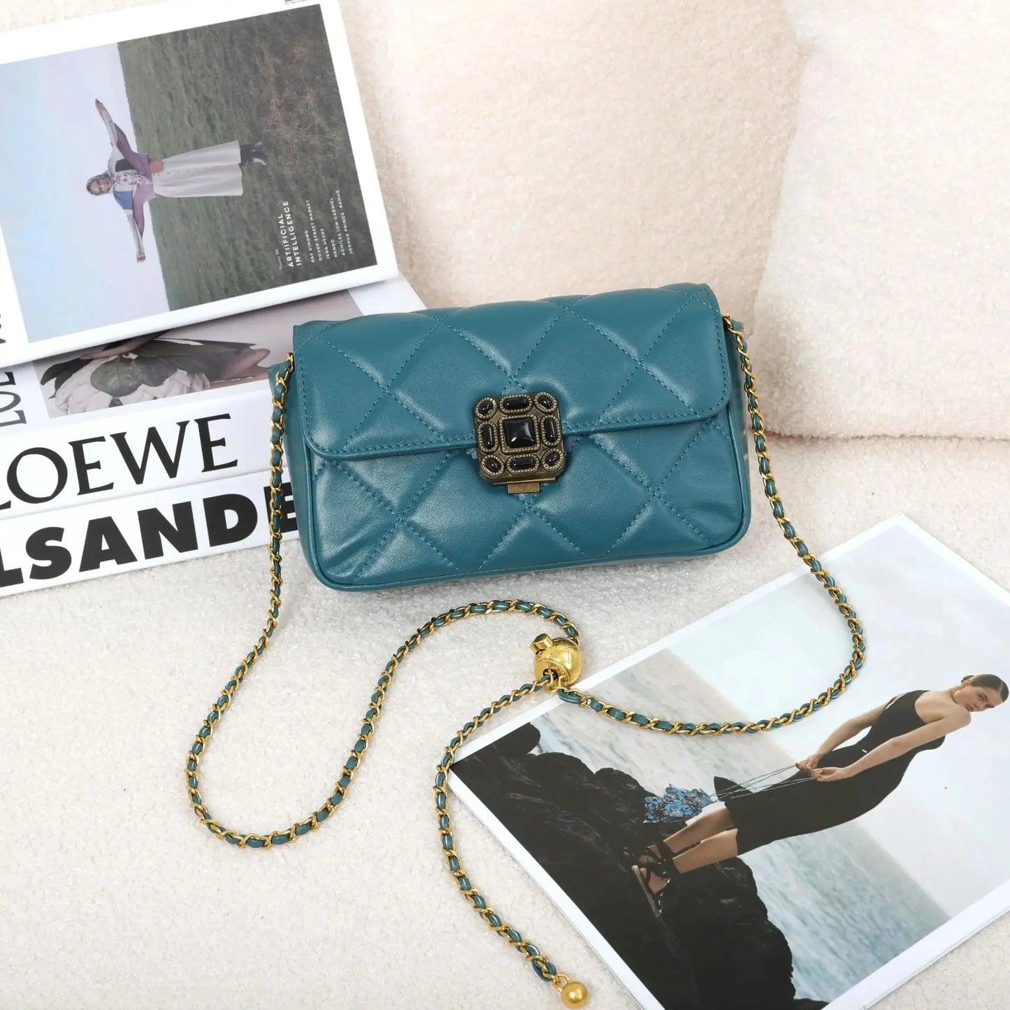 Fashionable New Women's Shoulder Bag Large Capacity Chain Crossbody Bag Vintage Style Genuine Leather Women's Bag