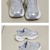 Respirable Thick Bottom Dad Shoes for Women in All Seasons Breathable Fashionable Flat Heel Anti-Odor Casual Footwear