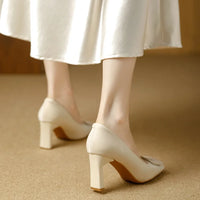 Square Toe Comfort Soft Office Shoes Daily Outdoors Women Shoes 7CM Thick High Heels Shallow Mouth Fashion Party Shoes