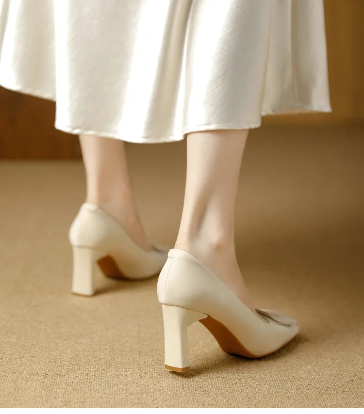 Square Toe Comfort Soft Office Shoes Daily Outdoors Women Shoes 7CM Thick High Heels Shallow Mouth Fashion Party Shoes