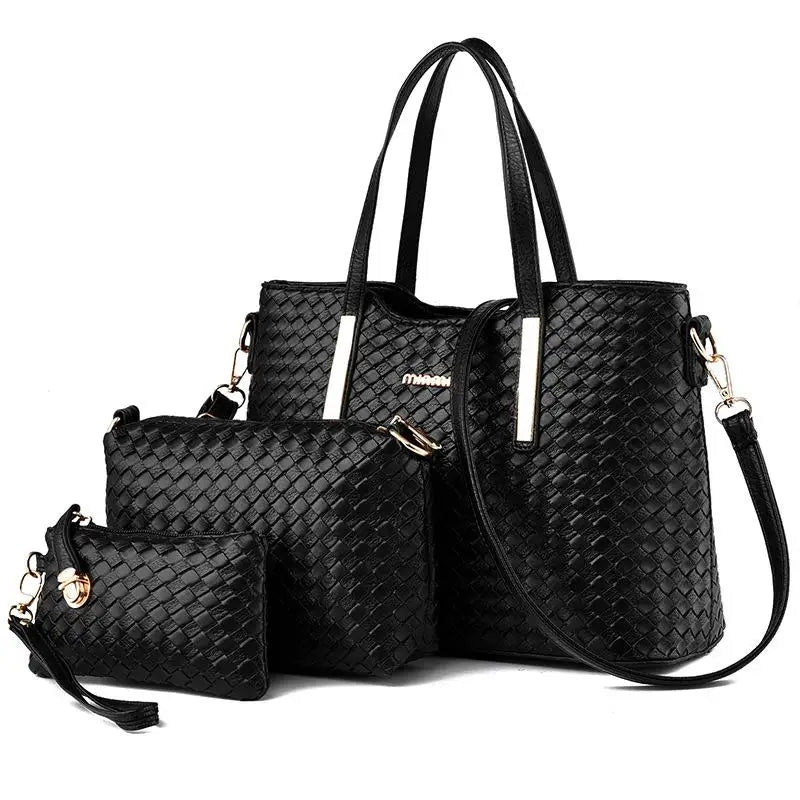 Women's Bag Woven Mother And Child Bag Three Piece Set Women's Bag Large Capacity One Shoulder Handheld Crossbody Bag
